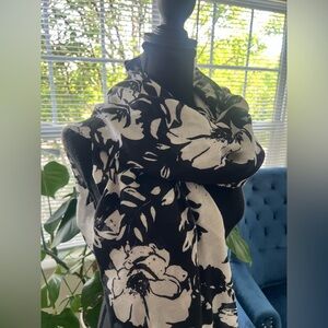 Chic Black and White Floral Scarf